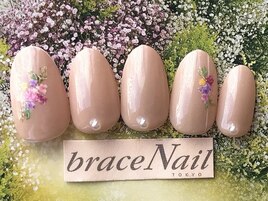 ベージュ×お花