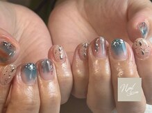 ネイルセッション(nail session)/ブルーとテラコッタ夏ニュアンス