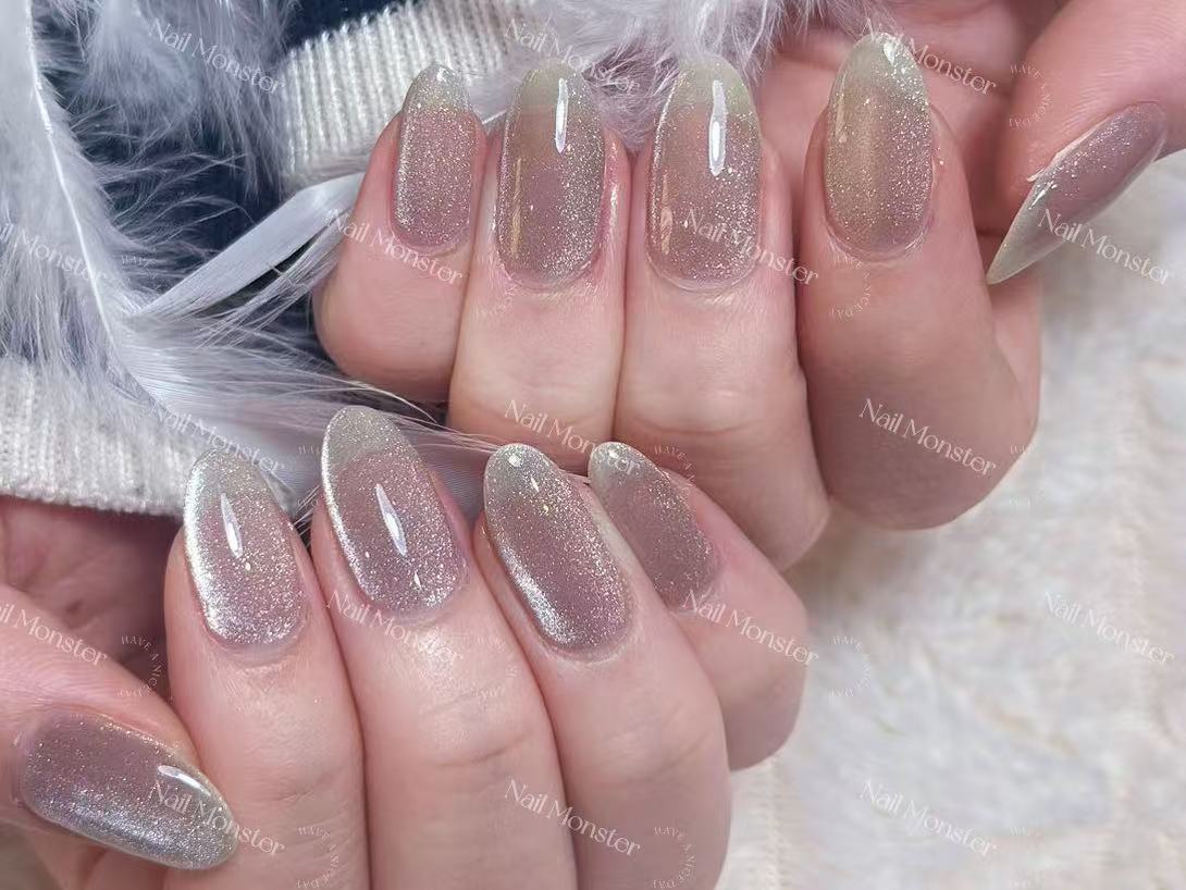 ネイルチップ 量産型 韓国 ワンホン シンプル ツイード ちゅるん 地雷