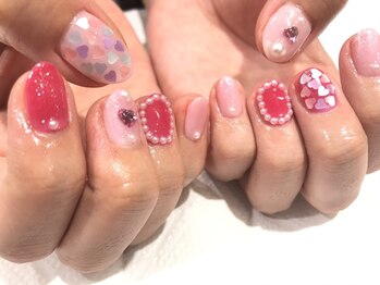 アース ネイルアイラッシュ 前橋店(EARTH Nail&Eyelash)/ピンクとハート☆￥12000