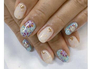 手書きフラワーネイル