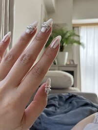 手作りパーツ×ストライプ