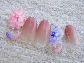 じゅわっとピンクの春霞ネイル