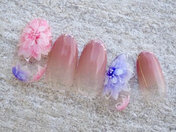 カトルナフ(quatre fois neuf)/じゅわっとピンクの春霞ネイル