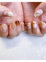 ウロネイルズ(ulo nails)/チェック柄と立体ハートネイル