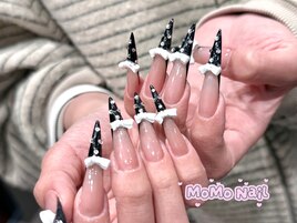 地雷系ネイル，リボン