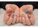 カラフルチェックネイル11396円