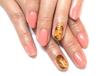 ネイルケアサロンエルミタージュ/べっ甲×ワンカラー