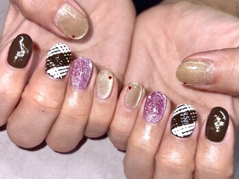 バレンタインジェルネイル