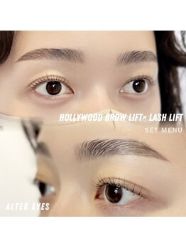 アルターアイズ(ALTER EYES)の写真/当店人気のパリジェンヌ×美眉の最強SET★【パリジェンヌorまつげパーマ×ハリウッドブロウリフト¥10460】
