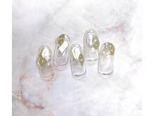ネイルアンドまつげ リュフェール 五反田(Nail Lufaire)/クリア×ゴールドネイル