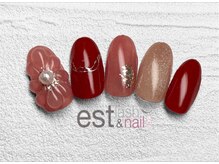エストラッシュアンドネイル 銀座店(est lash&nail)/赤ぷっくりフラワーネイル
