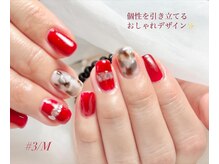 サンバイエム(#3/M)/レッド 個性派ニュアンスネイル
