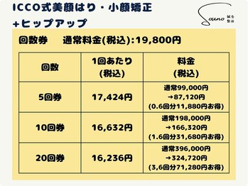 ソウノ 御茶ノ水(Souno)/回数券料金表