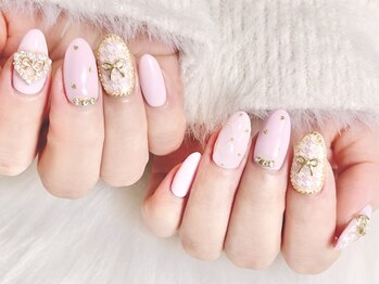 シュクルーレ(sucleure)/千鳥柄ピンクネイル