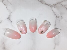 ピンク花ネイル