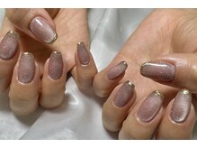 ミアネイル 越谷店(mia nail)/マグネット×ミラー細フレンチ