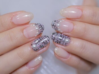 ツイードネイル　冬ネイル