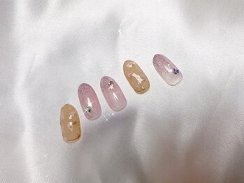 シェリーピンク(cherie pink)/キラキラフラワーネイル♪