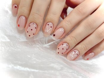 ネオリーブドレスネイルアンドアイラッシュ(Neolive dress nail&eyelash)/りぼんネイル¥6600