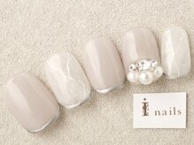 アイネイルズ 三宮店(I nails)/大理石ビジューデザイン￥9000