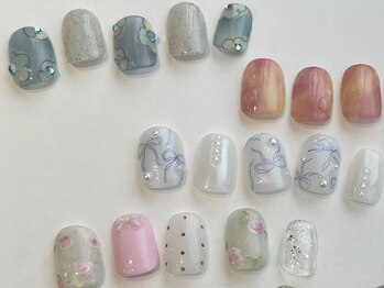 クルネ(QULNE)/ガーリーデザイン/淡色ネイル