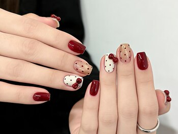 ナユキネイル 渋谷店(NA.YUKI NAIL)/クリスマス/冬ネイル/ボルドー
