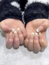 フレンチネイル+有料パーツ