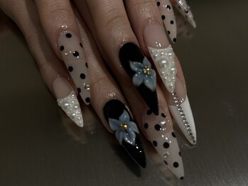 海外ネイル/長さだし/お花ネイル