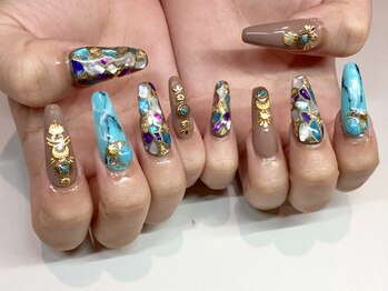 プリズム(PRISM)/ロングスカルプチュア夏ネイル