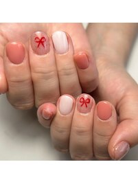 ワンポイントリボンネイル