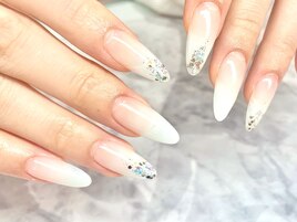 ロングネイル☆ラメアート　夏色