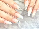 ロングネイル☆ラメアート　夏色