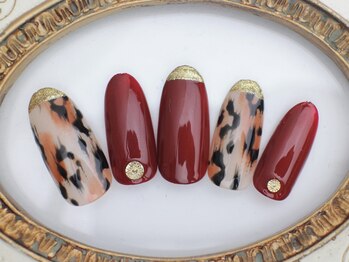 ネイルサロン あかねいろ/秋冬 ニュアンス レオパード