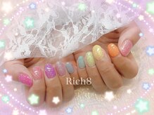 ネイルアンドまつげエクステ リッチエイト 原宿店(Rich8)/キャンディーカラーラメネイル