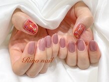 リノ ネイル(Rino nail)/赤×オレンジチェック　71036