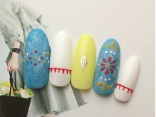 ネイルサロン ティディ(TIDY)/デニム/刺繍のお花/