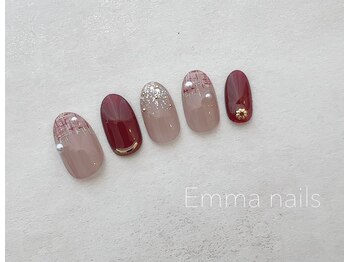 エマ ネイルズ(Emma Nails)/ボルドー☆ツイード