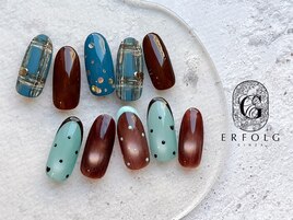 ブラウン×ドット×チェック