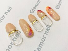 グラマーネイル(Glamor nail)/バルーンフレンチ×タイダイ