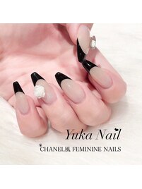シャネル風blackフレンチネイル