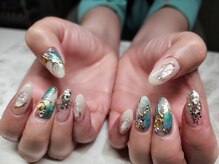 ネイルプラスユウ(NAIL+U)/夏の天然石風ネイル