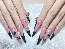 ナナネイル(Nana Nail)/ピンクXブラックフレンチ