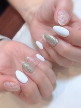 ハーティーネイル hearty nail 溝の口店/ホワイト×シルバーネイル