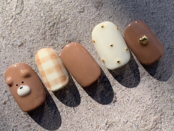 サニーデイズ ネイルアンドビューティー 曙橋店(SunnyDays Nail&Beauty)/くま&ギンガムチェック