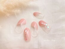 アトリエ リア(atelier Ria)/春斜めフレンチ × 桜ホロアート