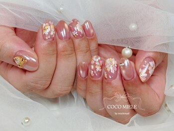 ココミエレ(COCO MIELE)/フラワーアート春ネイル