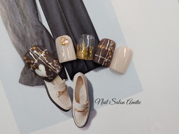 ネイルサロン アミティエ(Nail Salon Amitie)/チェック×ハート foot nail