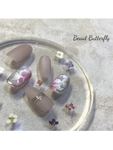 ネイルサロンスクール ビュートバタフライ 町田店(BEAUT BUTTERFLY)/手書きフラワーネイル