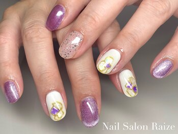 ライズ 本町店(Raize)/シェルネイル/紫/ミラーアート